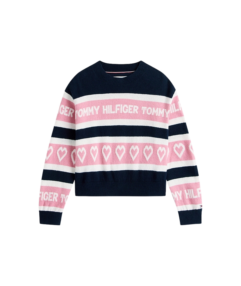 Tommy Hilfiger Maglione Motivo a Intarsio KG0KG08837 Blu Notte