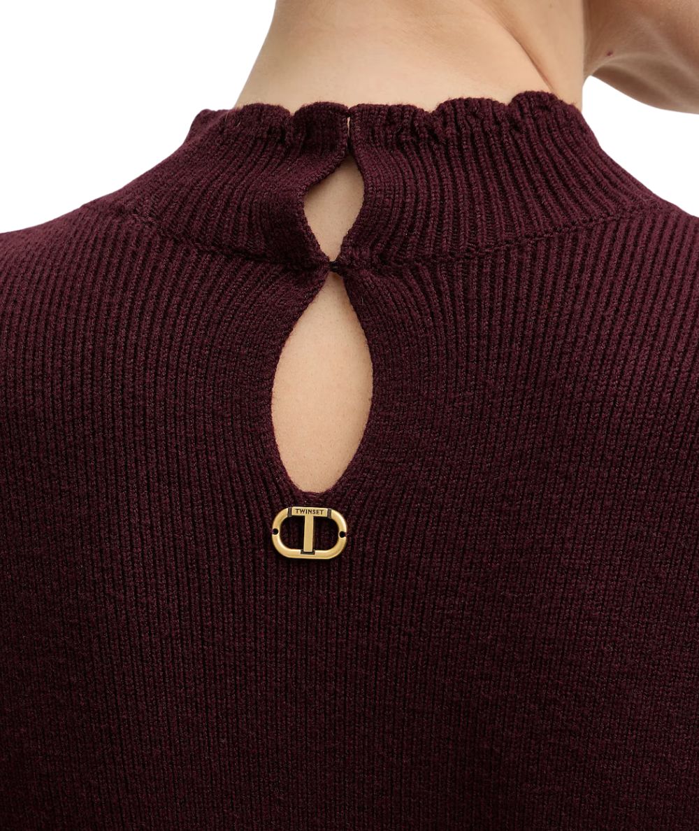 Twinset Abito Corto In Maglia 252TT3216 Vinaccia