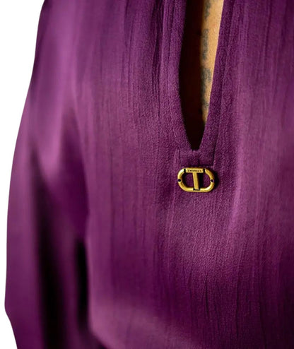 Twinset Abito Corto in Raso con Pizzo 252TT2245 Vinaccia