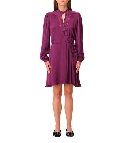 Twinset Abito Corto in Raso con Pizzo 252TT2245 Vinaccia