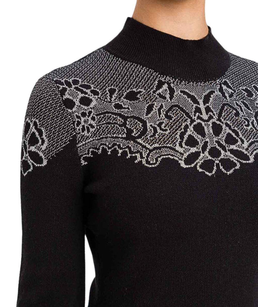 Twinset Vestito in Maglia Jacquard 262TP3526 Nero e Bianco
