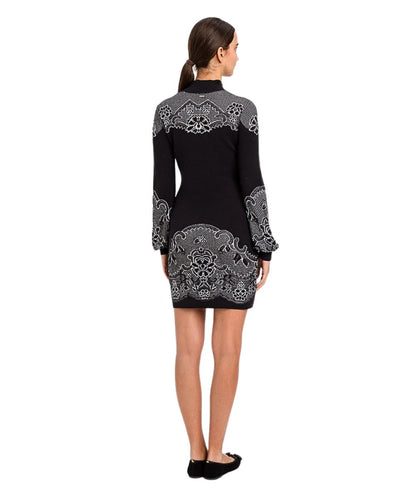 Twinset Vestito in Maglia Jacquard 262TP3526 Nero e Bianco