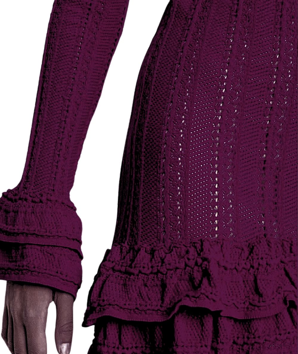 Twinset Abito in Maglia con Balze 252TP3180 Vinaccia