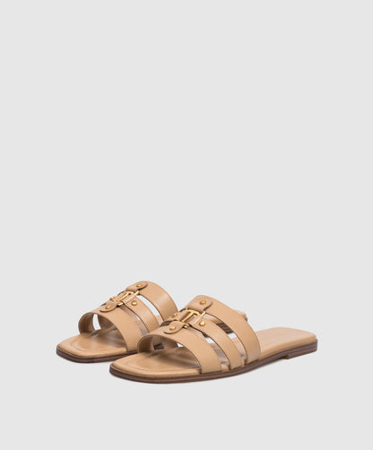 Twinset Ciabattina in Pelle con Logo 261TCP038 Beige