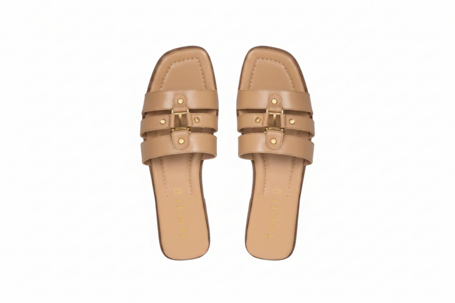 Twinset Ciabatta in Pelle con Logo 261TCP038 Beige
