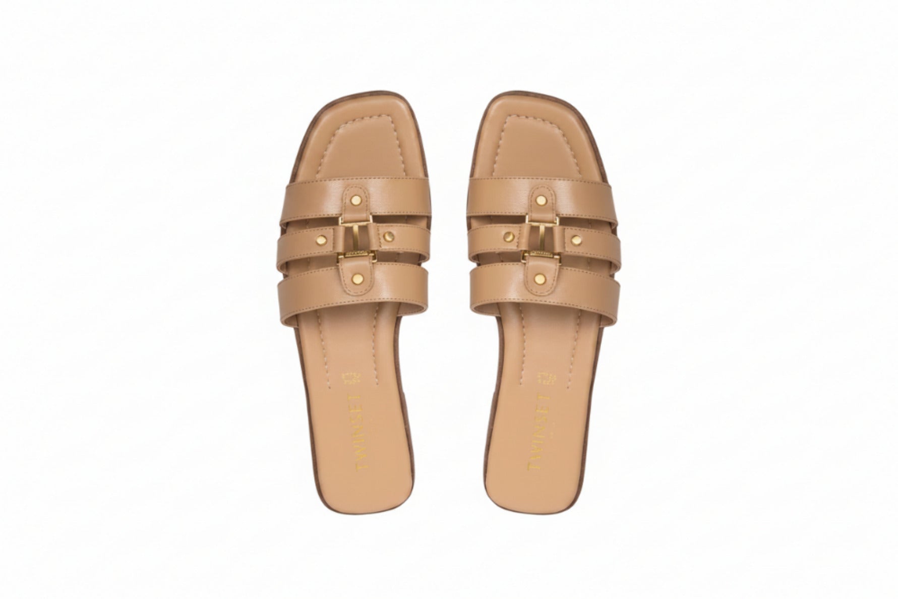 Twinset Ciabatta in Pelle con Logo 261TCP038 Beige