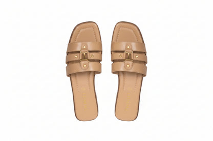 Twinset Ciabatta in Pelle con Logo 261TCP038 Beige