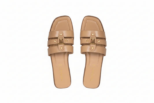 Twinset Ciabatta in Pelle con Logo 261TCP038 Beige