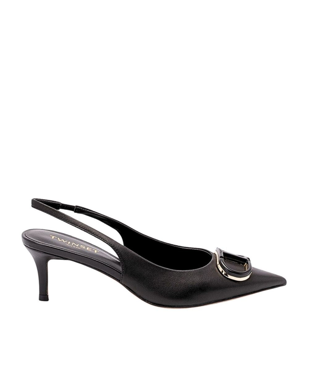 Twinset Décolleté Slingback in Pelle 252TCP030 Nero