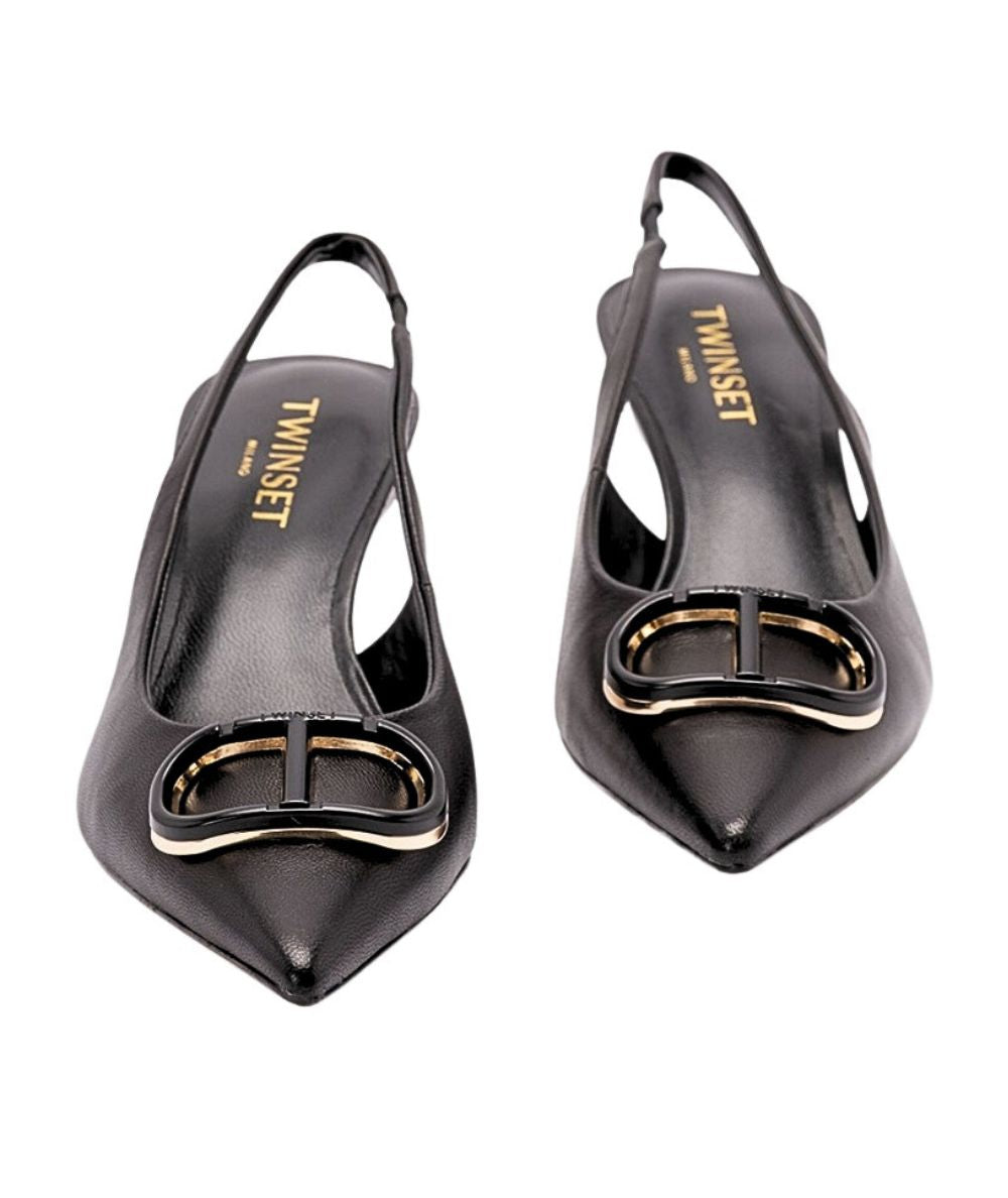 Twinset Décolleté Slingback in Pelle 252TCP030 Nero