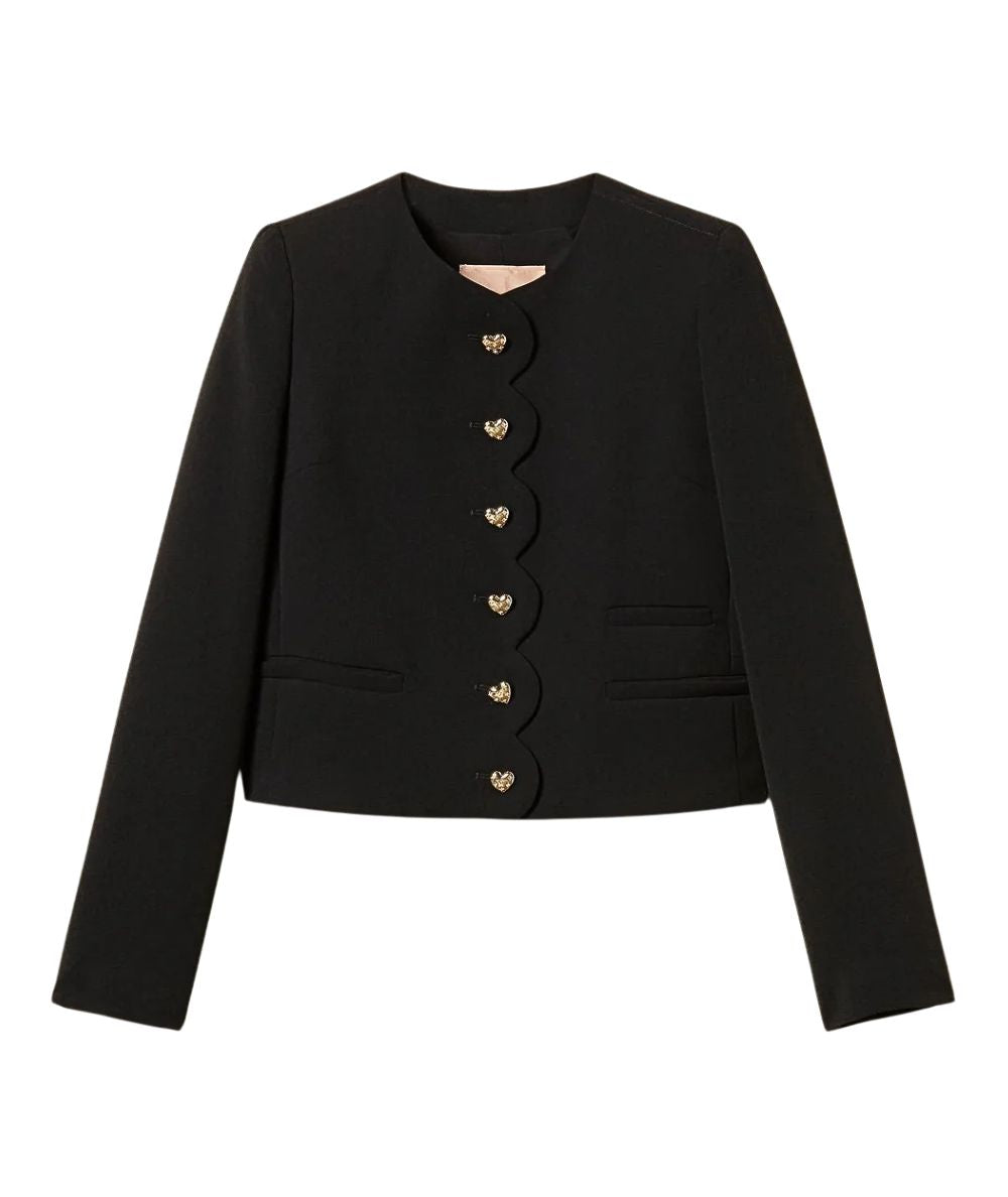 Twinset Giacca Chanel con Bottoni a Cuore 262TP2040 Nero