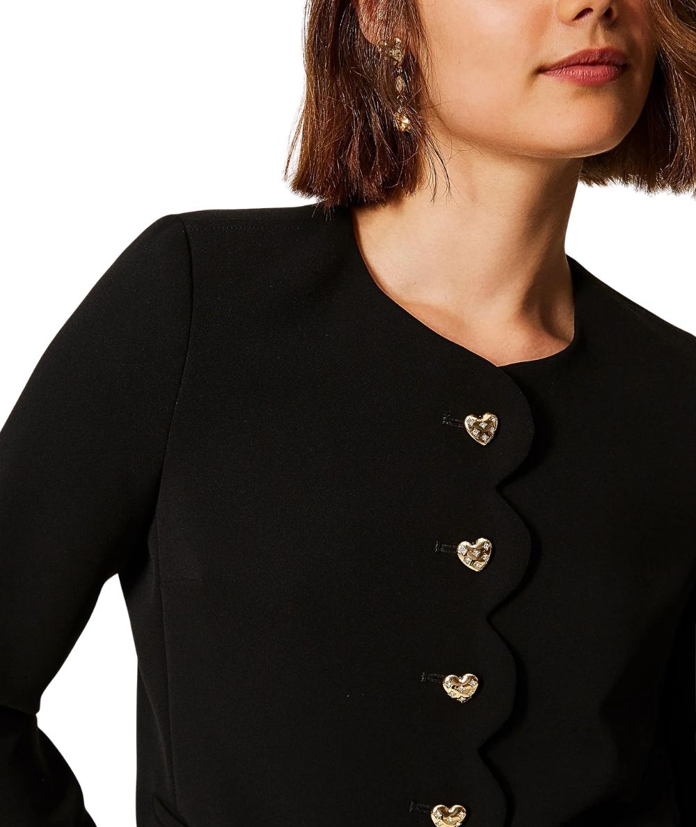 Twinset Giacca Chanel con Bottoni a Cuore 262TP2040 Nero