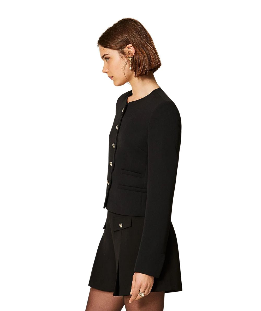 Twinset Giacca Chanel con Bottoni a Cuore 262TP2040 Nero