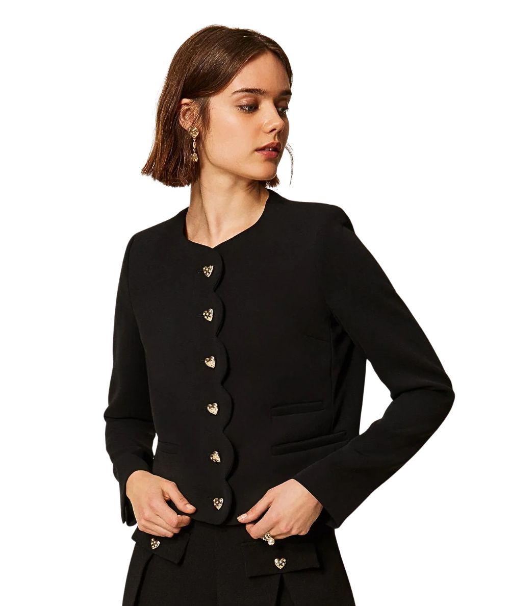 Twinset Giacca Chanel con Bottoni a Cuore 262TP2040 Nero