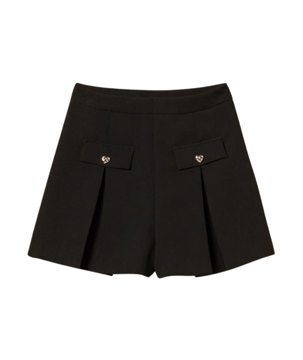 Twinset Shorts in Crepe con Bottoni a Cuore 262TP2042 Nero