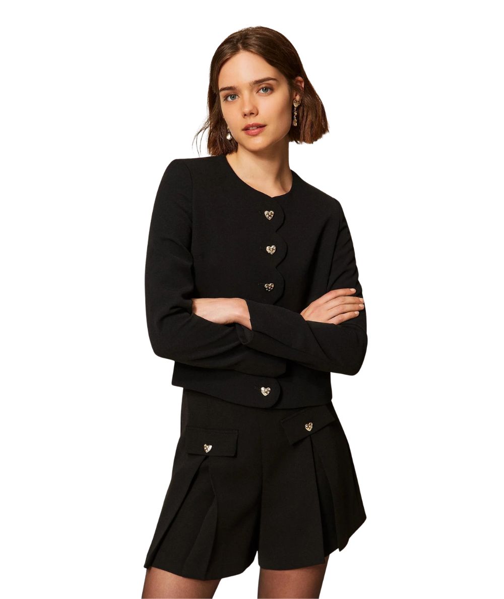 Twinset Shorts in Crepe con Bottoni a Cuore 262TP2042 Nero