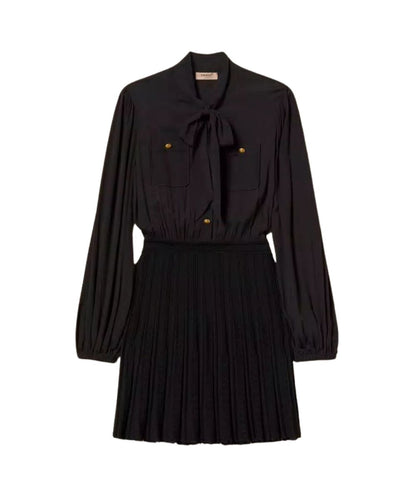 Twinset Abito Corto con Collo a Fiocco 262TP3081 Nero 
