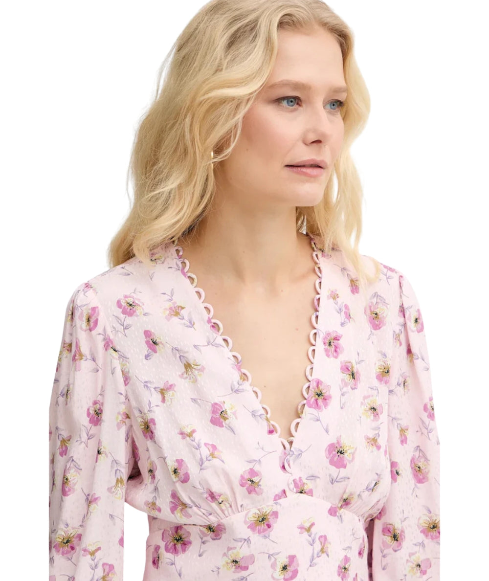 Twinset Abito Corto con Fantasia Floreale 261TP210B Multicolore Rosa