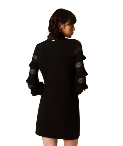Twinset Abito Corto in Maglia a Punto Rete 262TP3112 Nero 