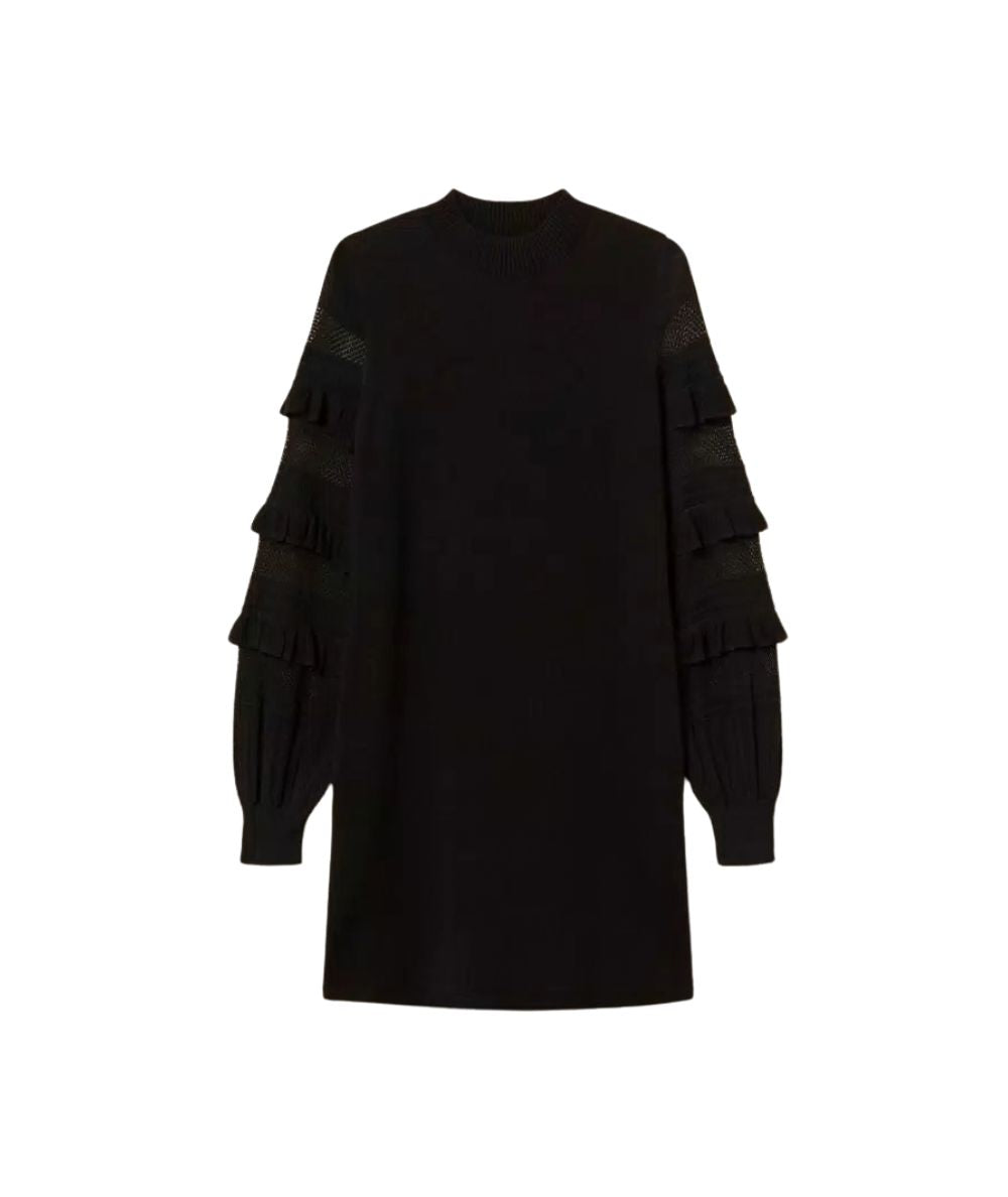 Twinset Abito Corto in Maglia a Punto Rete 262TP3112 Nero 