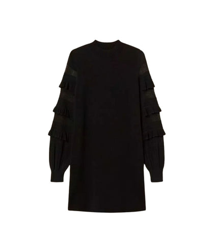 Twinset Abito Corto in Maglia a Punto Rete 262TP3112 Nero 