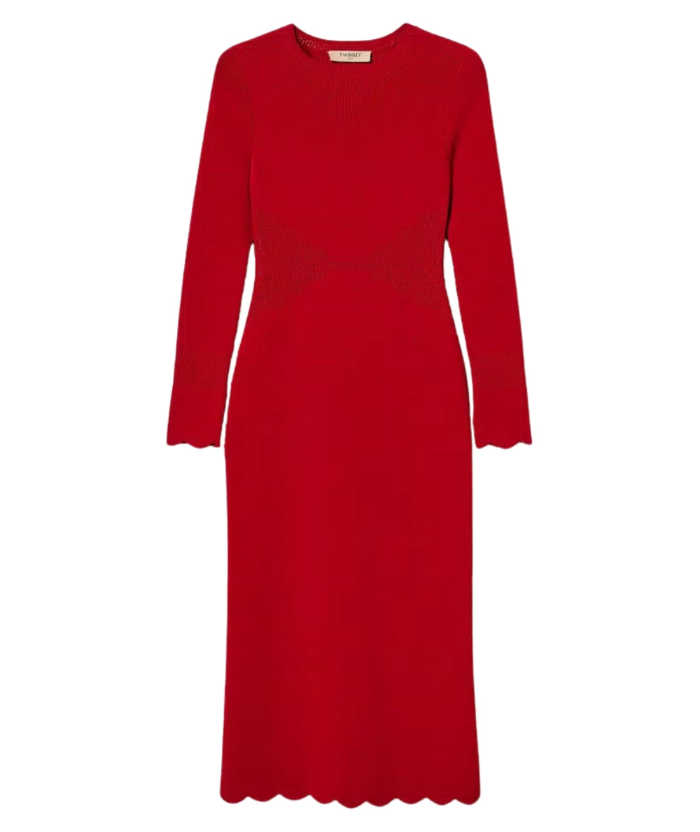 Twinset Abito Longuette con Smerli 252TP3040 Rosso