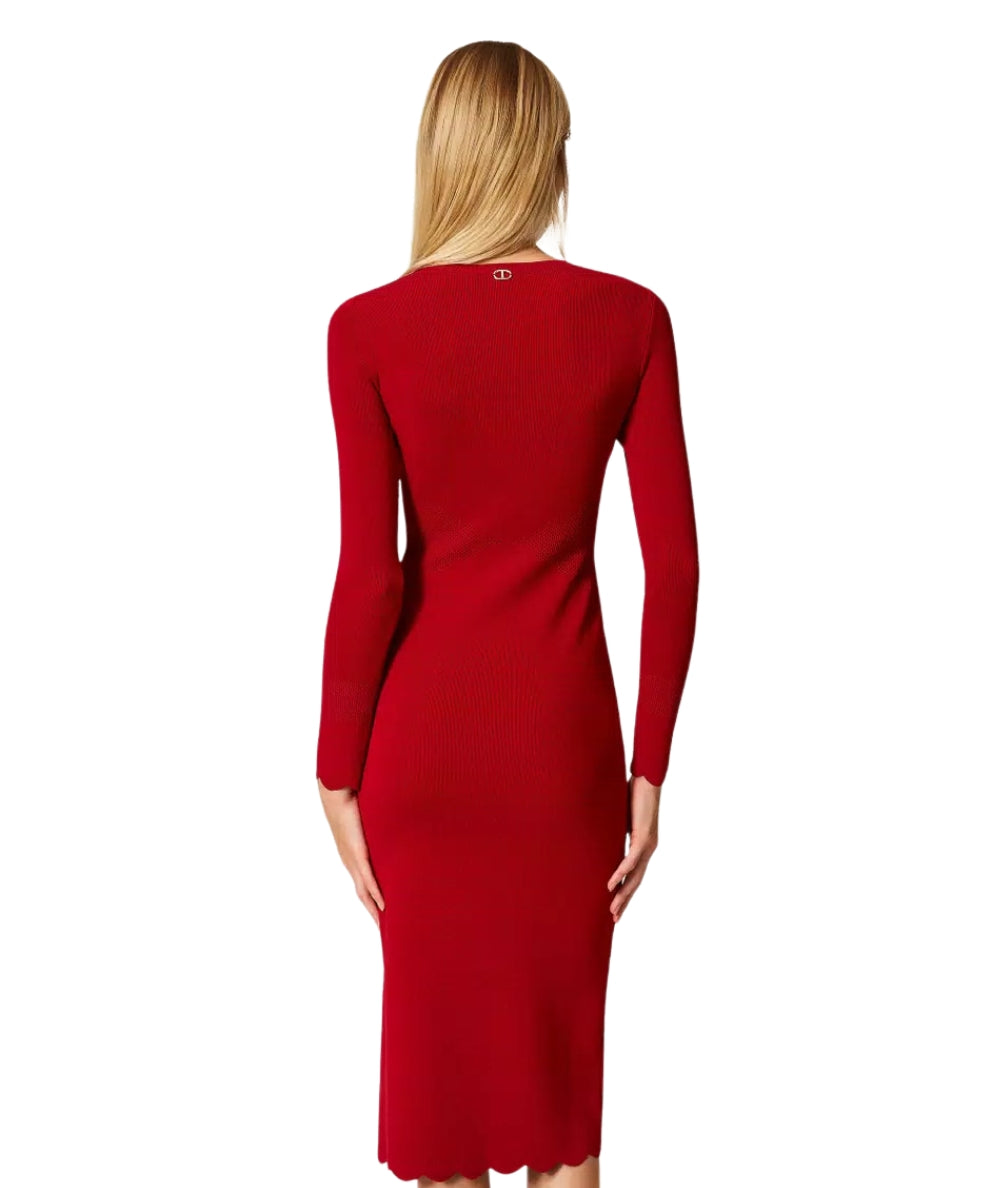 Twinset Abito Longuette con Smerli 252TP3040 Rosso