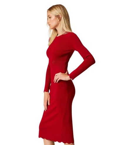 Twinset Abito Longuette con Smerli 252TP3040 Rosso