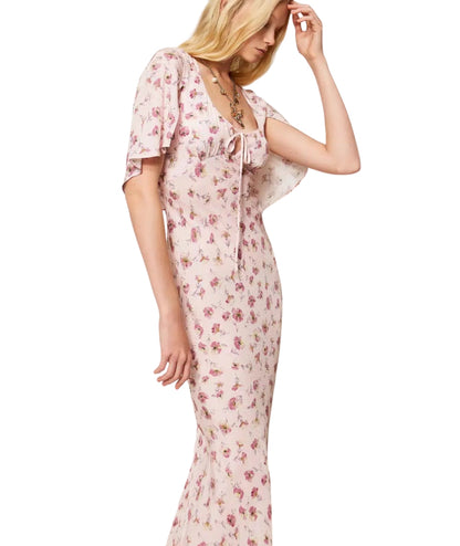 Twinset Abito Lungo Floreale in Georgette 261TP210A Rosa