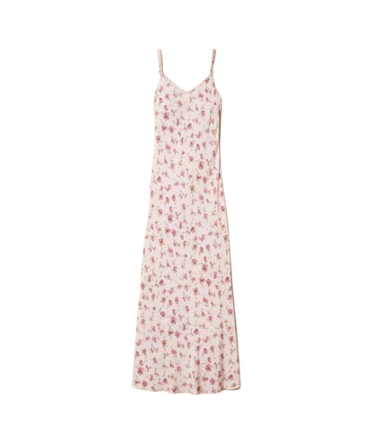 Twinset Abito Lungo Floreale in Georgette 261TP210D Rosa