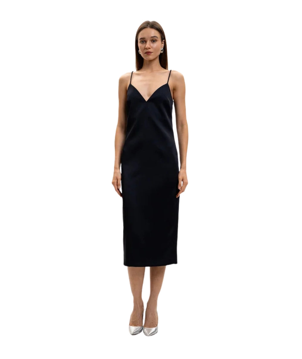 Twinset Abito Lungo in Duchesse con Scollo a Cuore 261TP2416 Nero