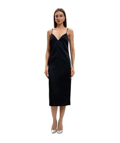 Twinset Abito Lungo in Duchesse con Scollo a Cuore 261TP2416 Nero