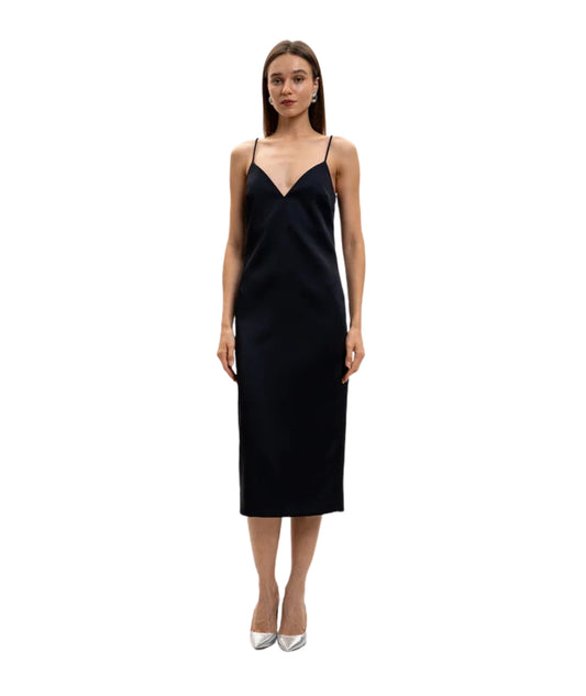 Twinset Abito Lungo in Duchesse con Scollo a Cuore 261TP2416 Nero