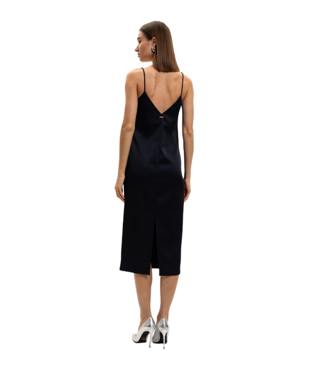 Twinset Abito Lungo in Duchesse con Scollo a Cuore 261TP2416 Nero