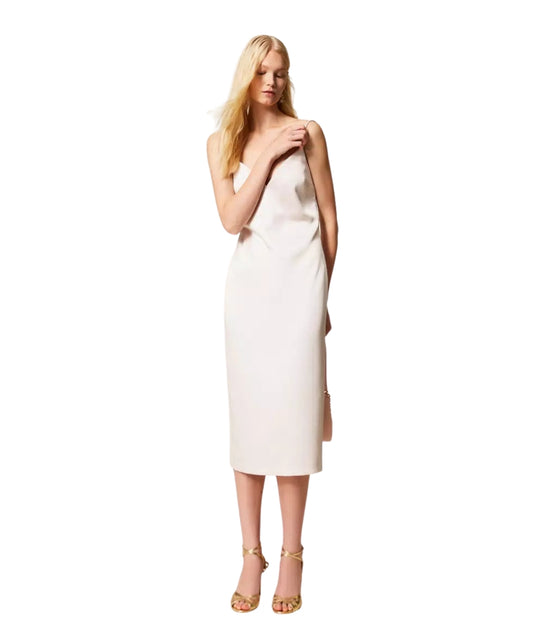Twinset Abito Lungo in Duchesse con Scollo a Cuore 261TP2416 Rosa