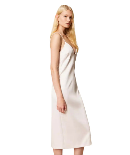 Twinset Abito Lungo in Duchesse con Scollo a Cuore 261TP2416 Rosa