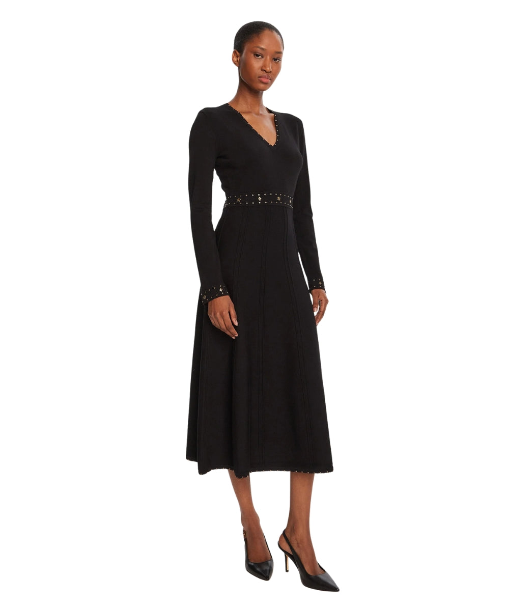 Twinset Abito Scollo a V con Applicazioni 252TP3271 Nero