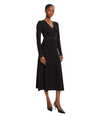 Twinset Abito Scollo a V con Applicazioni 252TP3271 Nero