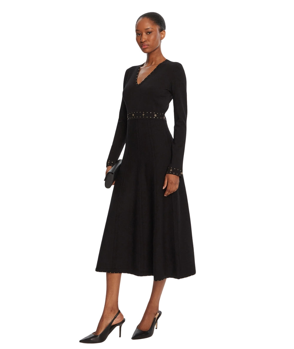 Twinset Abito Scollo a V con Applicazioni 252TP3271 Nero