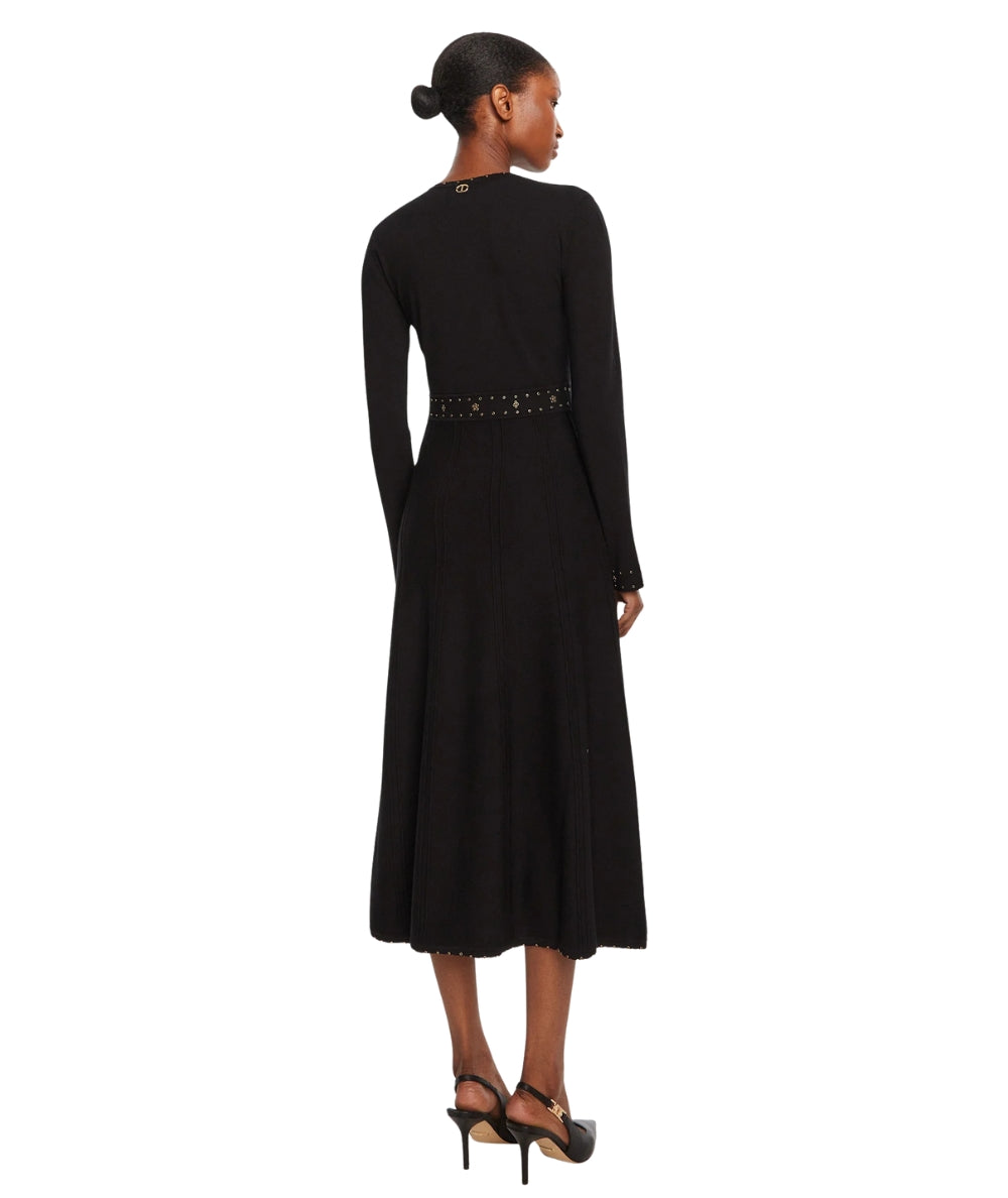 Twinset Abito Scollo a V con Applicazioni 252TP3271 Nero