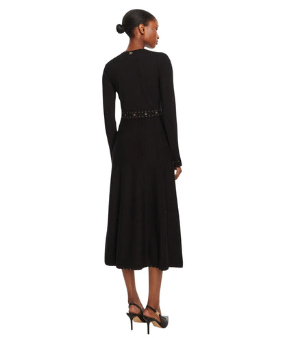 Twinset Abito Scollo a V con Applicazioni 252TP3271 Nero