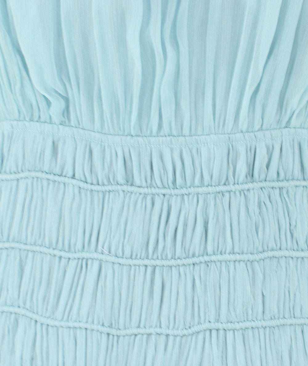 Twinset Abito Smanicato in Chiffon con Arricciatura 261TT2040 Azzurro