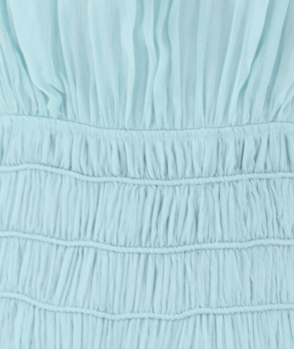 Twinset Abito Smanicato in Chiffon con Arricciatura 261TT2040 Azzurro