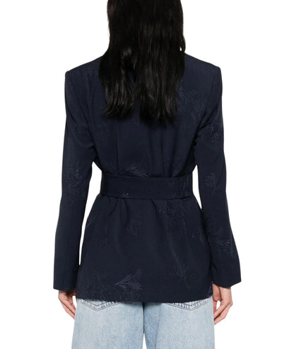 Twinset Blazer Ricamata con Cintura Abbinata 261TE2020 Blu 