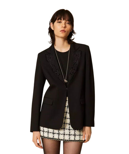 Twinset Blazer con Ricamo Sangallo 262TP2675 Nero 
