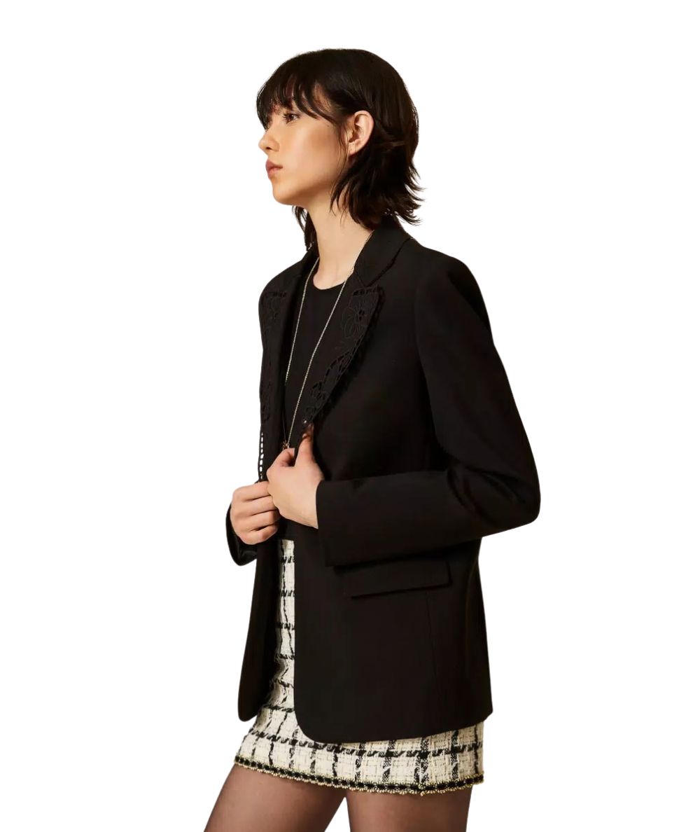 Twinset Blazer con Ricamo Sangallo 262TP2675 Nero 
