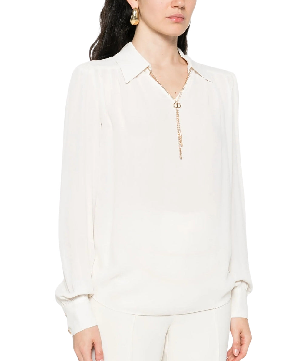 Twinset Blusa in Viscosa 252TP2291 Bianco