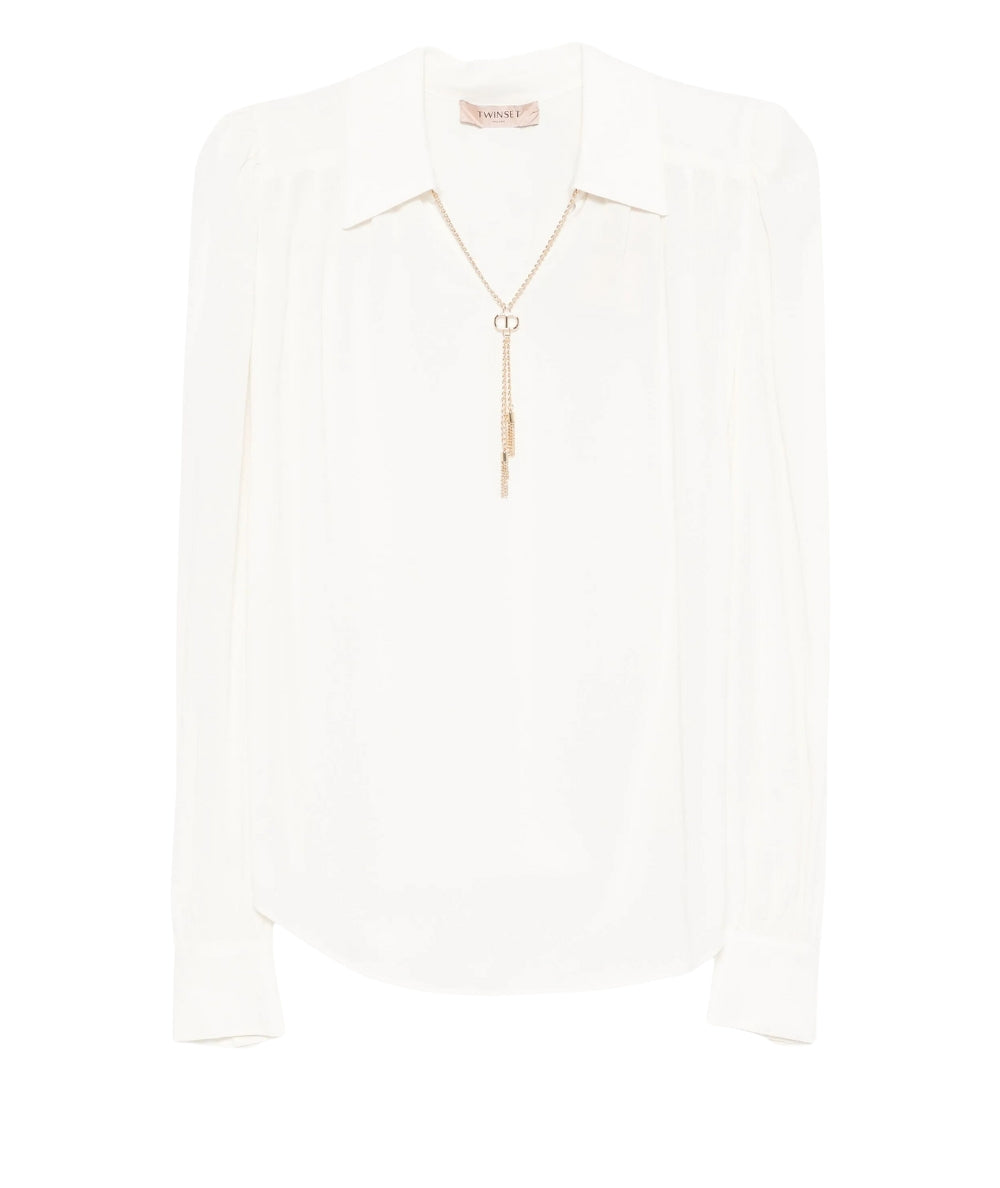 Twinset Blusa in Viscosa 252TP2291 Bianco