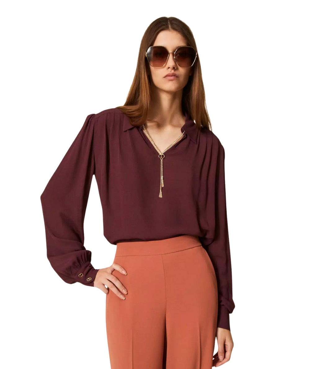 Twinset Blusa in Viscosa 252TP2291 Vinaccia