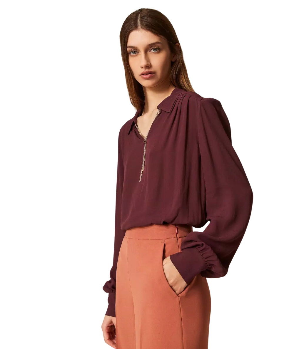 Twinset Blusa in Viscosa 252TP2291 Vinaccia